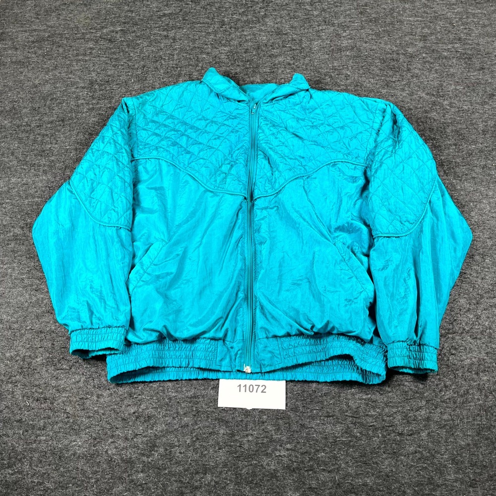 Bocoo Windbreaker Jacket Mens Large Blue Lined Nylon Mock Neck Winter Full Zip